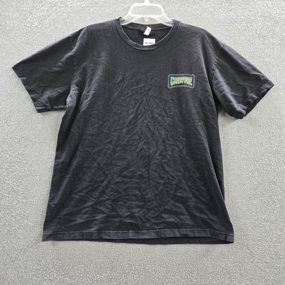 VINTAGE Creature Men Shirt M‎ Black Y2K Skate Short Sleeve Tee